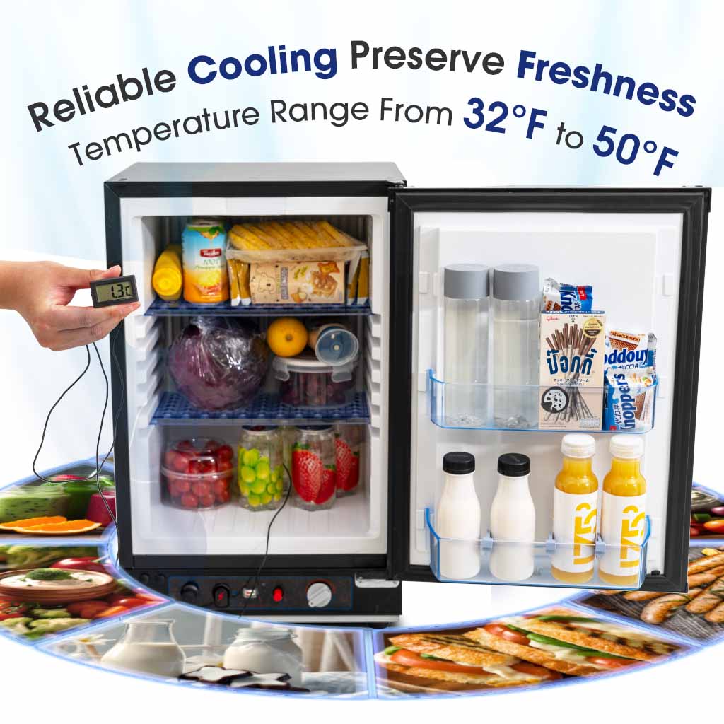 SMAD Rv Gas Fridge with temperature from 32℉ to 50℉