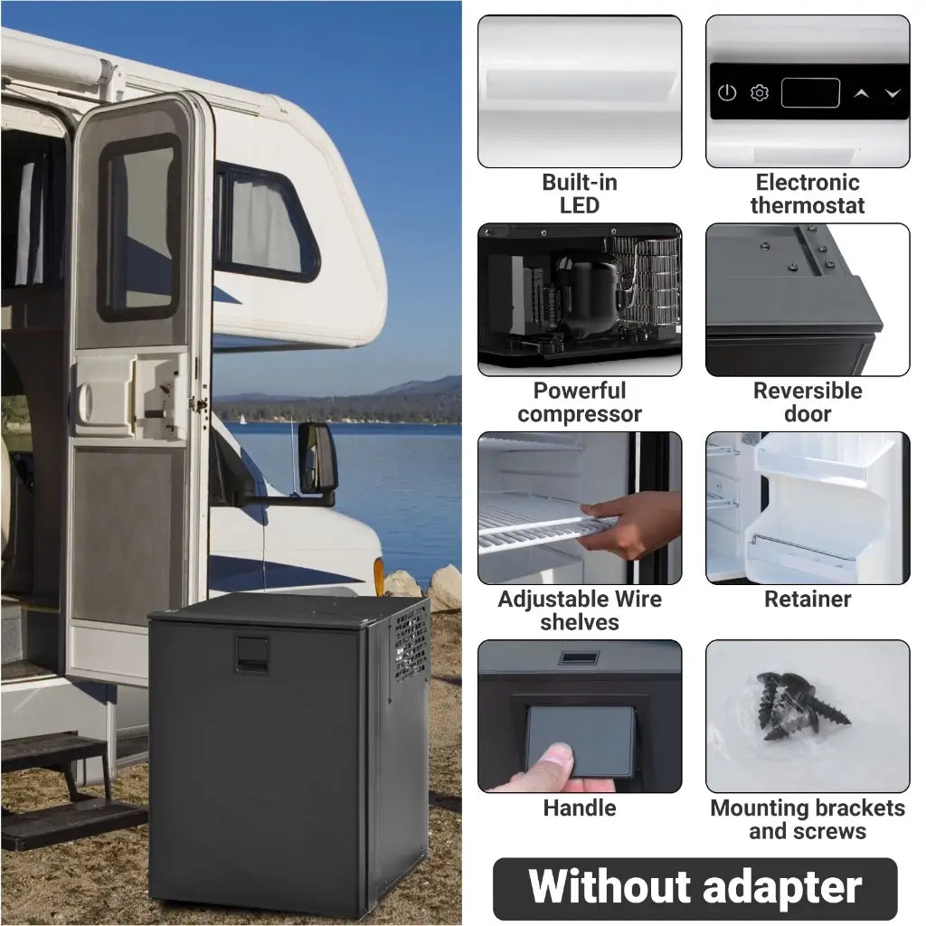 SMAD best car fridge with freezer LED Display, reversibel door, adjustable shelves and recessed handle