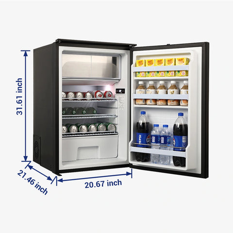 SMAD 3.89 Cu.Ft 110L Counter Depth RV Refrigerator with Top Freezer Ultra Silent Motorhome Fridge