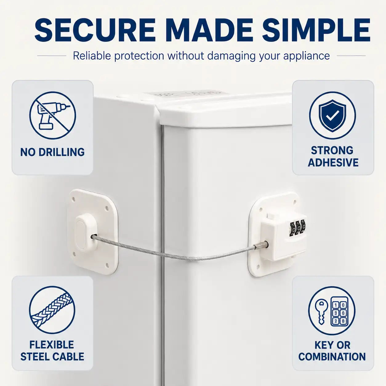 refrigerator lock installed on a door refrigerator