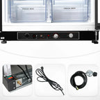 SMAD 2-Way power connection for LPG propane and 110V AC backup on a large off-grid refrigerator