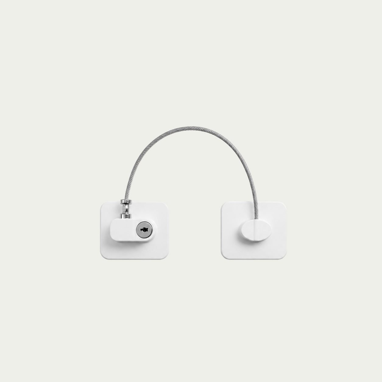 White refrigerator lock with key and flexible steel cable