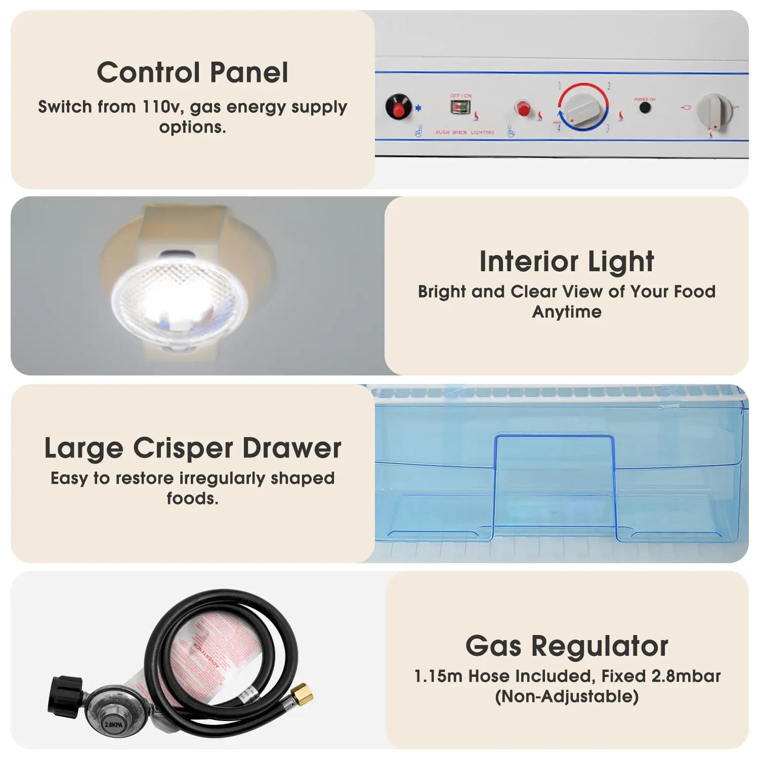6.1cu.ft rv propane fridge detail