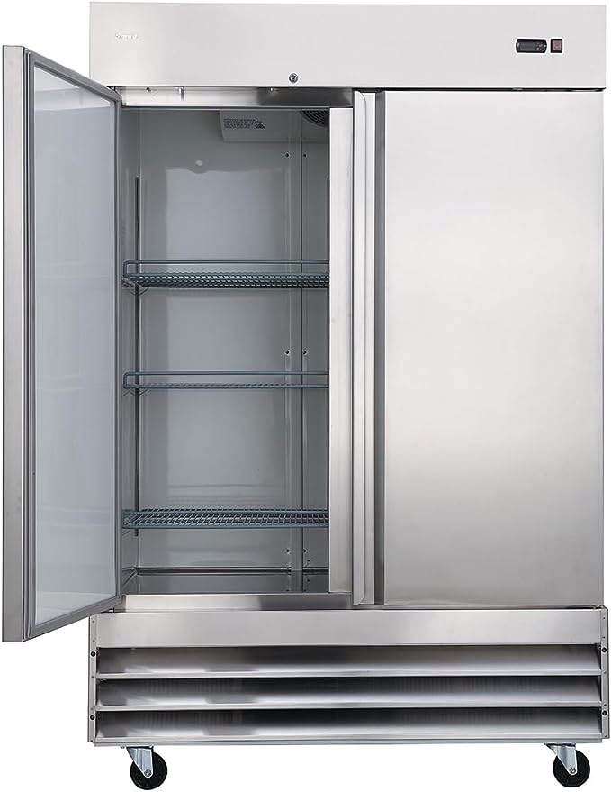 SMAD 54 In. 47 Cu. Ft. Double Door Stainless Steel Restaurant Commercial Reach In Refrigerator