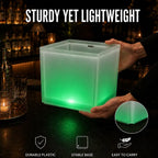 Sturdy lightweight modern square LED ice bucket with stable base