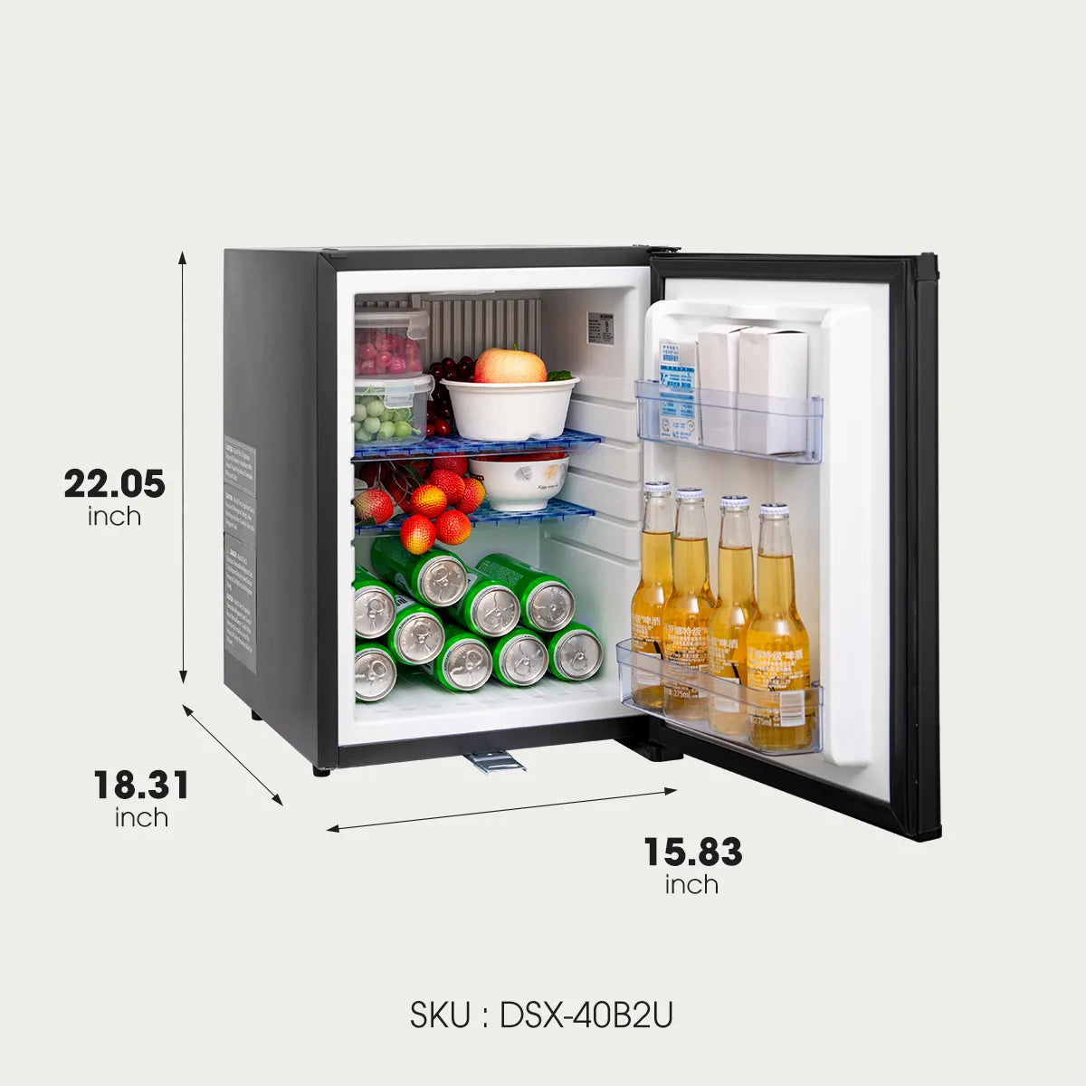 SMAD 1.4 cu.ft 12V 110V Compact Fridge with Lock, Compressor-free Refrigerator for Camping,Hotel, Airbnb & Dorm Secondary image