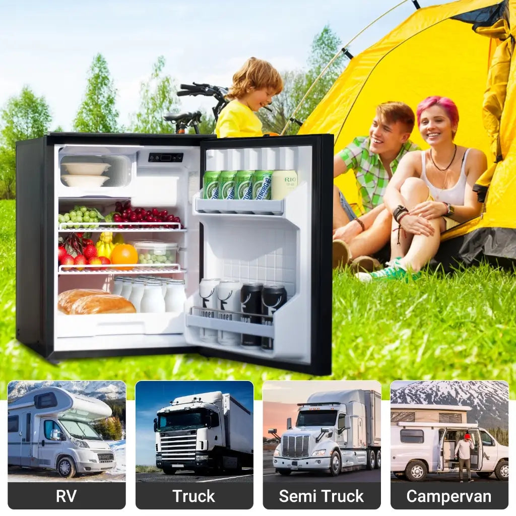 SMAD 3.0 Cu.Ft 85L RV Refrigerator with mini top freezer 12V 24V DC Travel and Camper Fridge