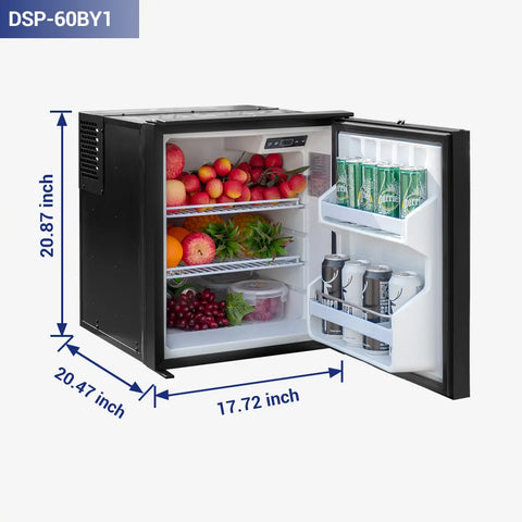 SMAD 12voltage 60qt  small fridge open dimension