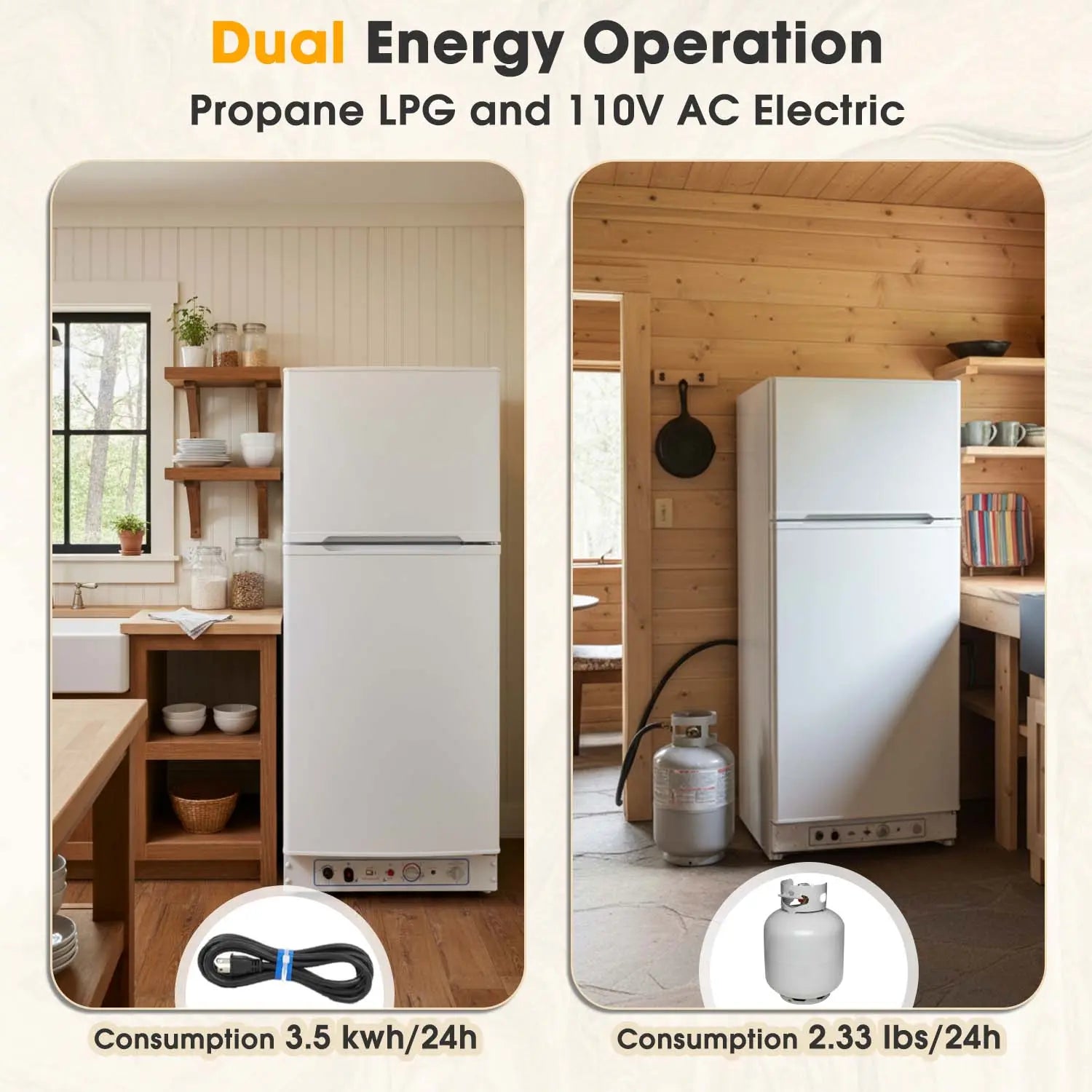 SMAD LPG /AC 2way double door fridge