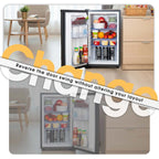 SMAD black refrigerator with lock, adjustable feet, and reversible door