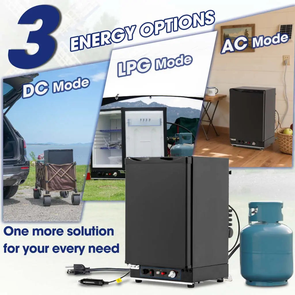 SMAD camper refrigerator powered by 110V 12V and Gas Propane
