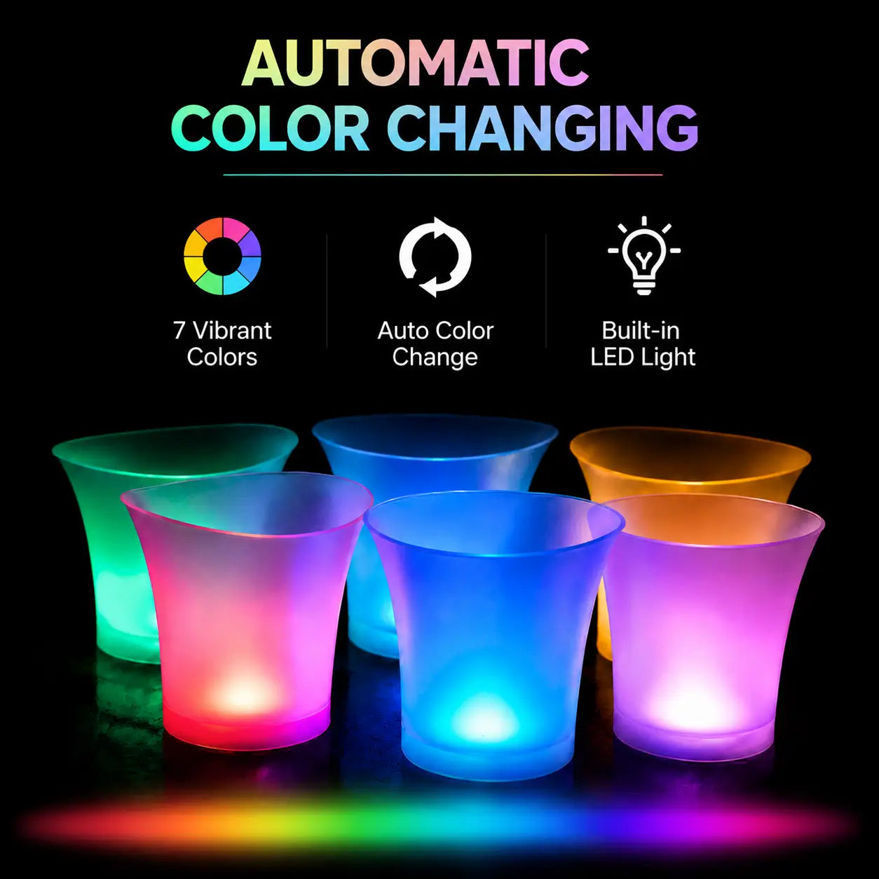 SMAD round and square LED ice buckets with automatic color-changing lights