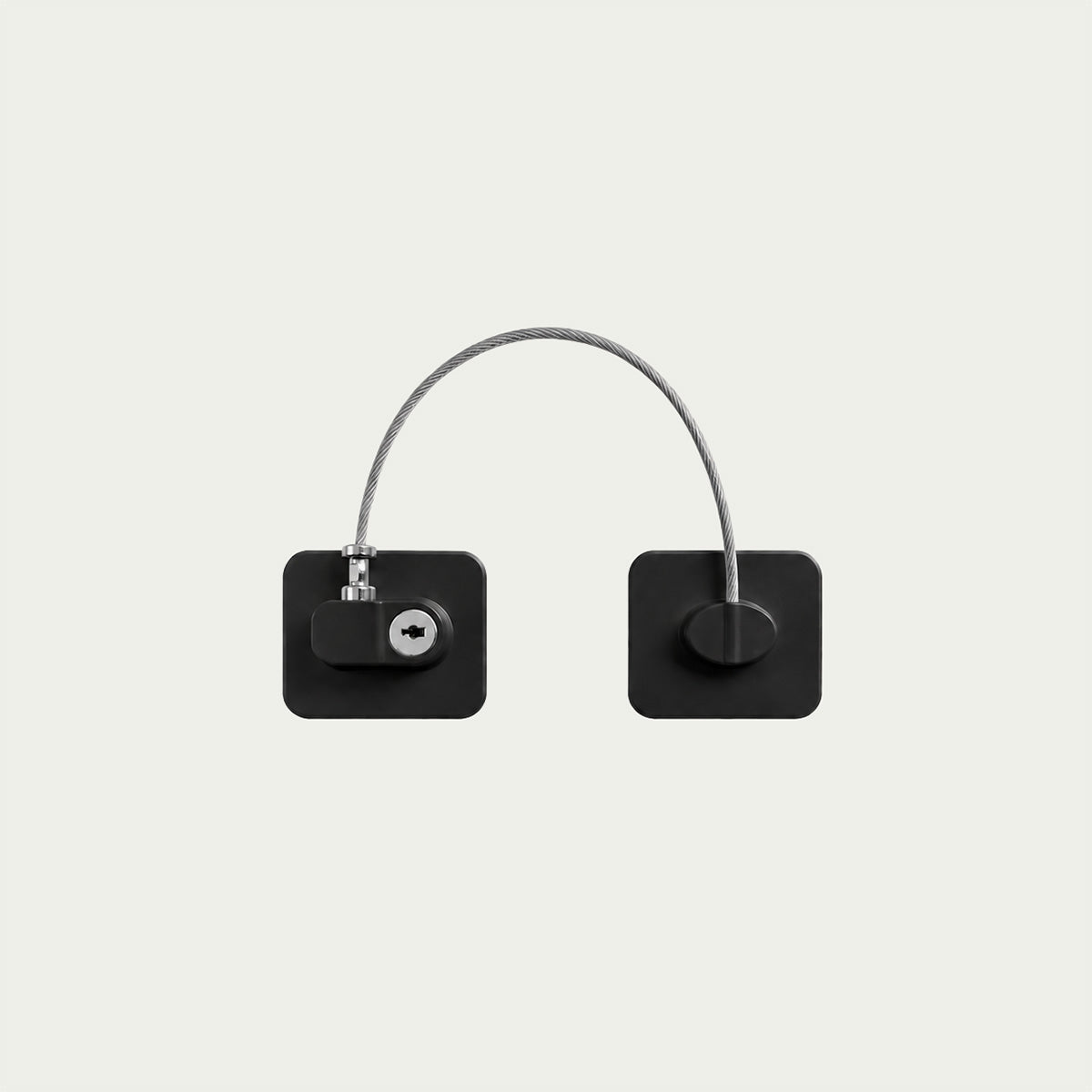 Black refrigerator lock with key and flexible steel cable