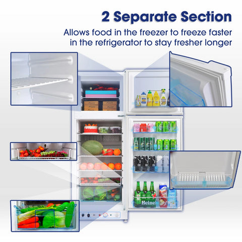 SMAD 9.4cu.f big capacity gas fridge with double door and top freezer
