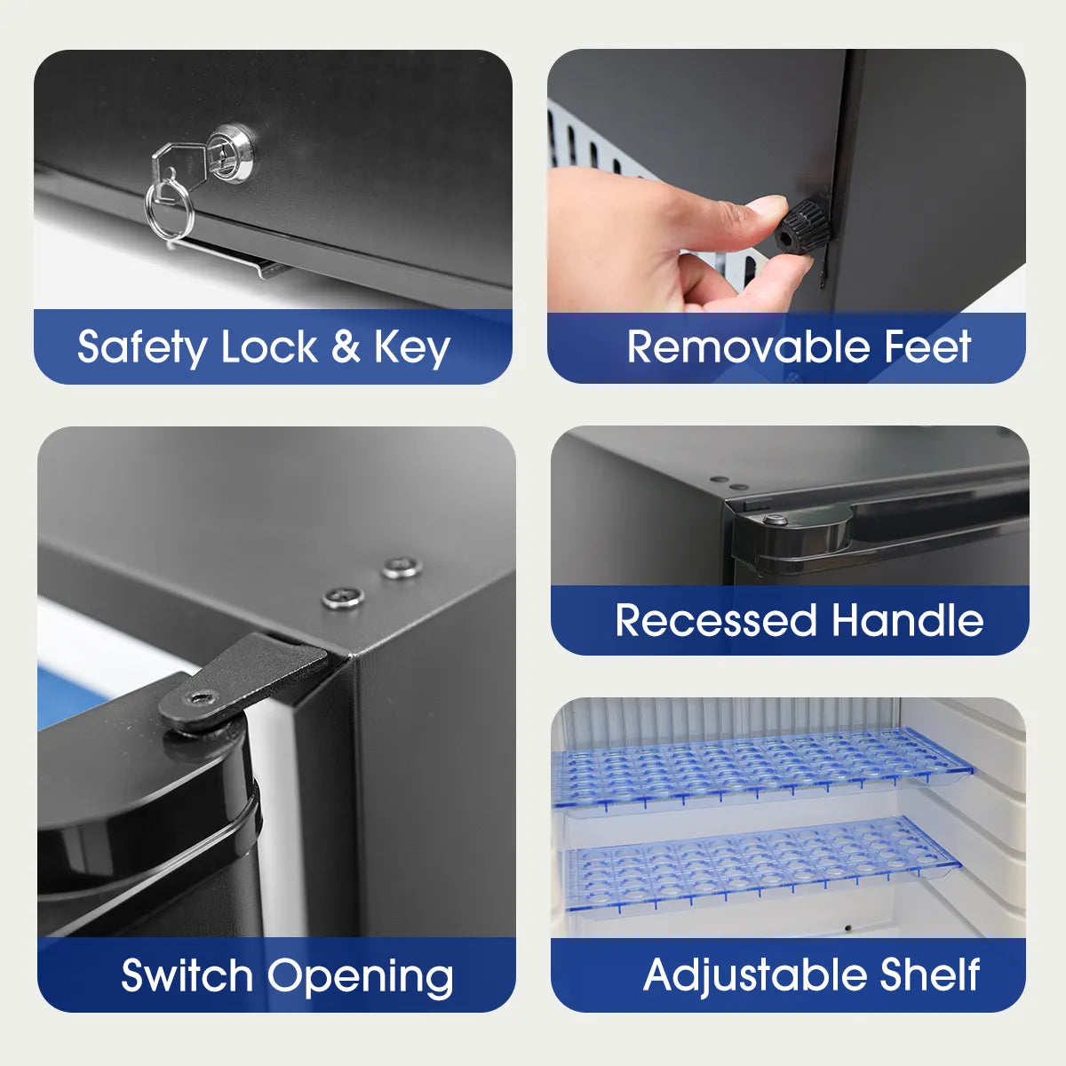 SMAD 12V Absorption locking fridge for rvs with adjustable feet and shelves