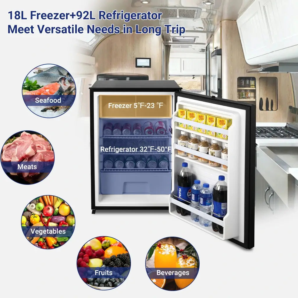 SMAD 12v truck refrigerator with large top freezer