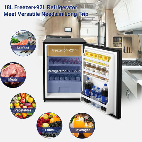SMAD 12v truck refrigerator with large top freezer