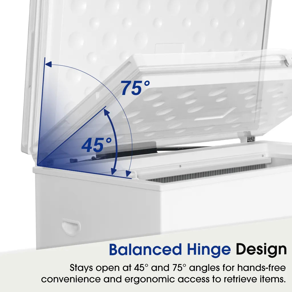 SMAD off grid deep freezer with balanced Hinge 
