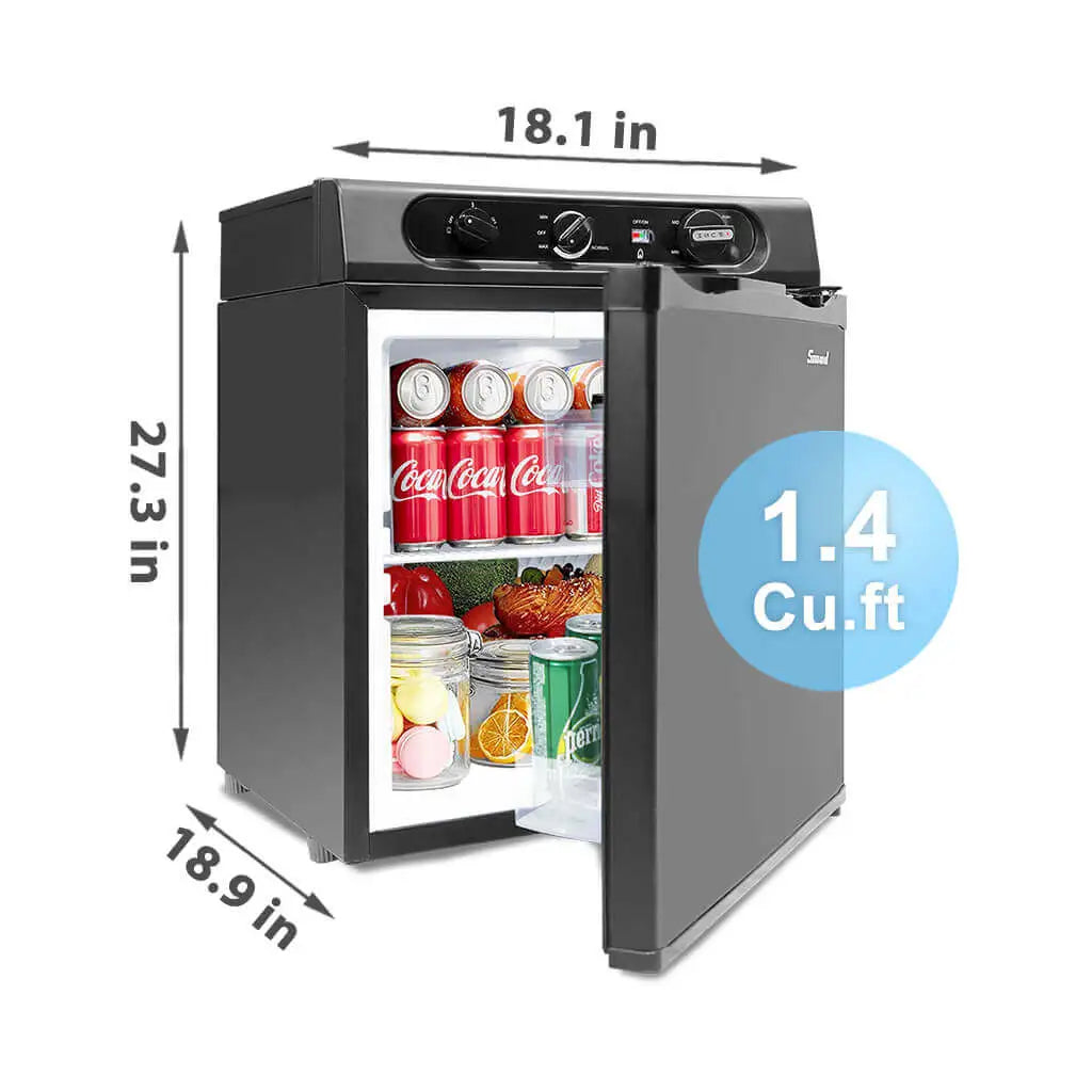 SMAD 1.4 cu.ft Black 3-WAY Portable Gas Propane Refrigerator