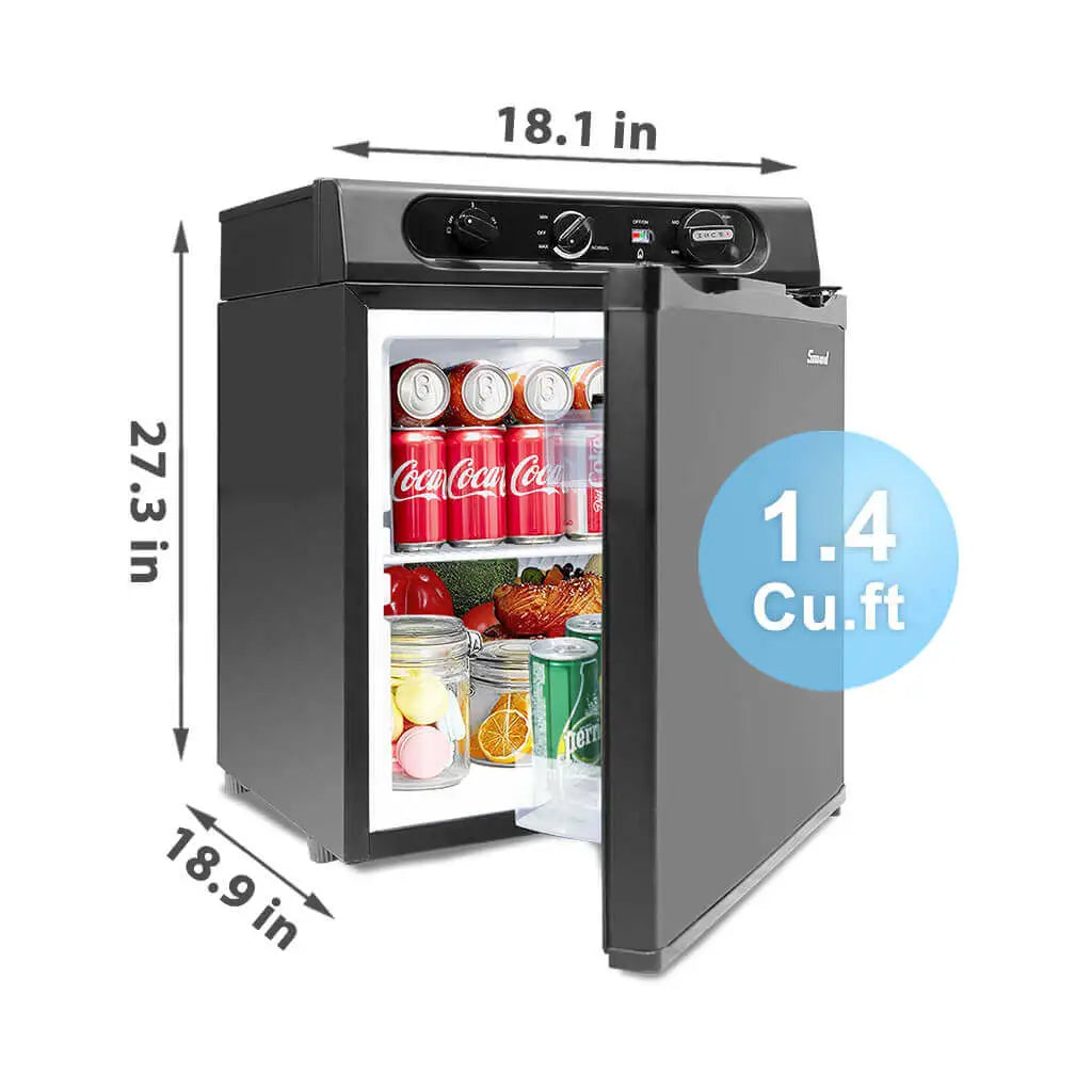 SMAD 1.4 cu.ft Black 3 WAY Portable Gas Propane Refrigerator