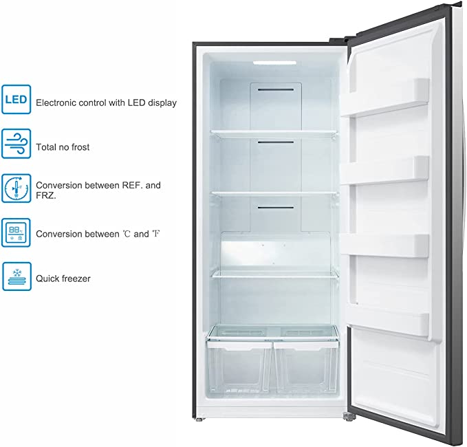  Smad Upright Freezers 13.8 Cu.ft, Convertible Freezer  Refrigerator Upright, Frost Free, Single Door, Recessed Handle, Stand up  Deep Freezer/Fridge for Home Kitchen, Restaurant, White : Electronics