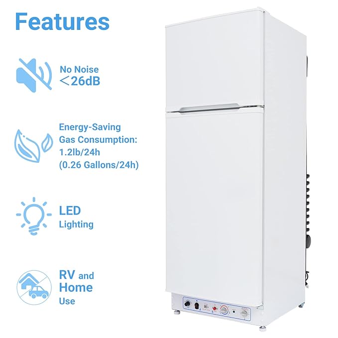 SMAD 9.4 Cu.ft Propane Refrigerator with Top Freezer,  Off-Grid Gas Fridge