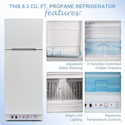 9 cu.ft adjustable shelf refrigerator with LED lighting