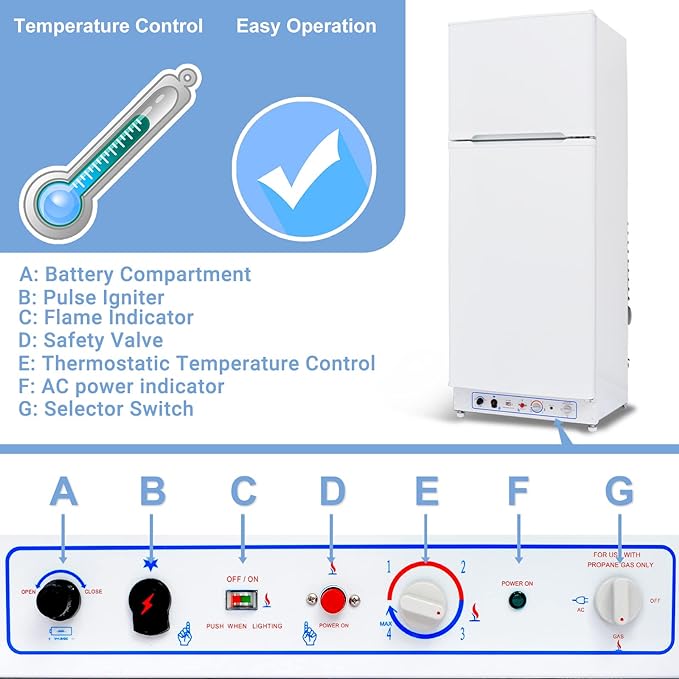 SMAD 9.4 Cu.ft Propane Refrigerator with Top Freezer,  Off-Grid Gas Fridge