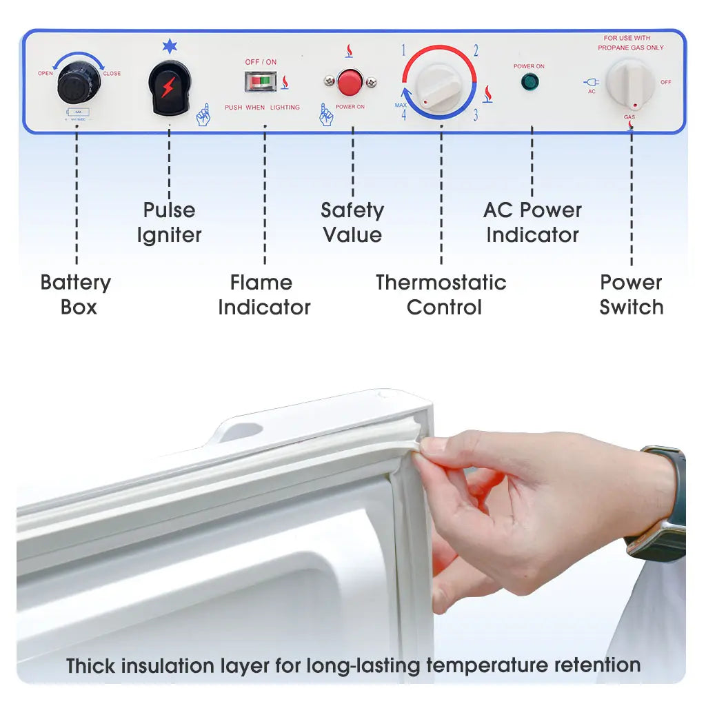standing gas refrigerator with easy using temperature control
