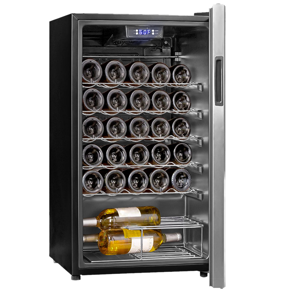 SMAD 35-Bottle Capacity Wine Cooler in Stainless Steel - open view