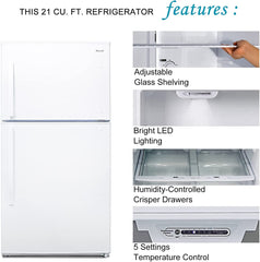 SMAD 21 Cu. Ft. Black Frost Free Top Mount Freezer Refrigerator - Feature View