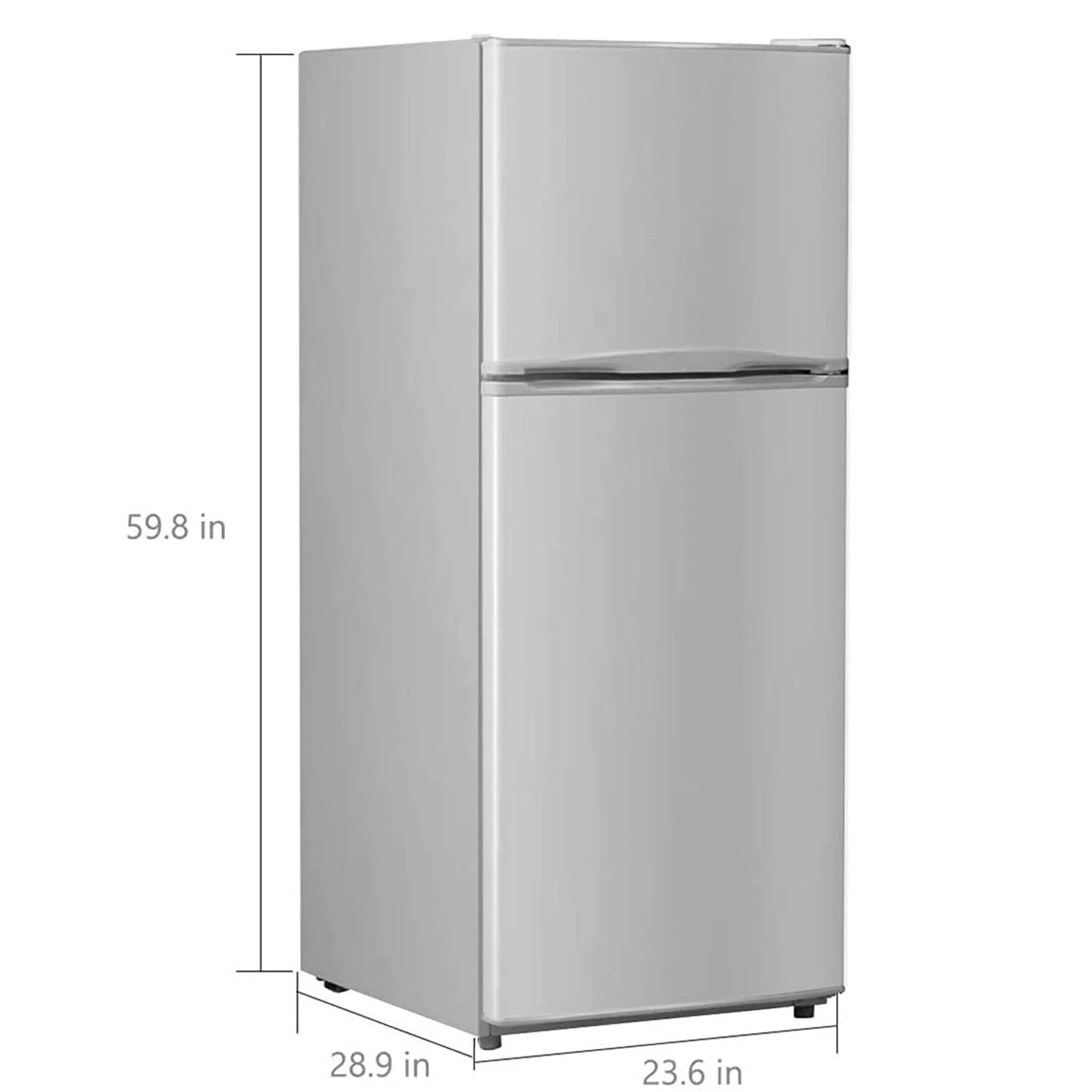 SMAD 12 cu.ft Top-Freezer Reversible Door Refrigerator Color Stainless Steel/Silver - dimensions view