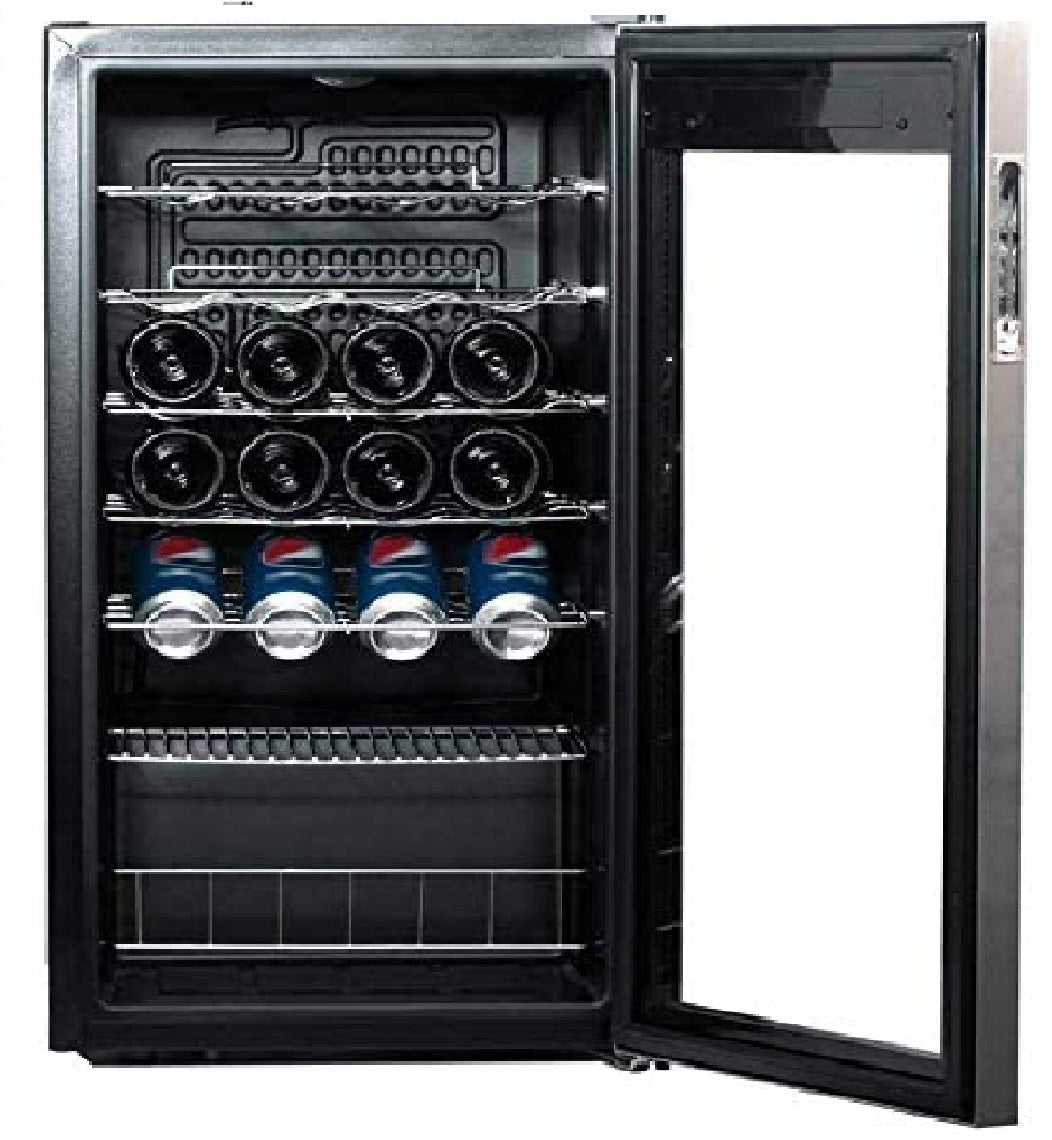 SMAD 28-Bottle Capacity Wine Cooler in Stainless Steel - open view