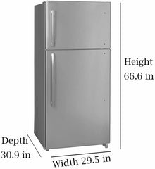 SMAD Top Mount Refrigerator with 4 cu.ft. Freezer-18 cu.ft. - Dimensions view 