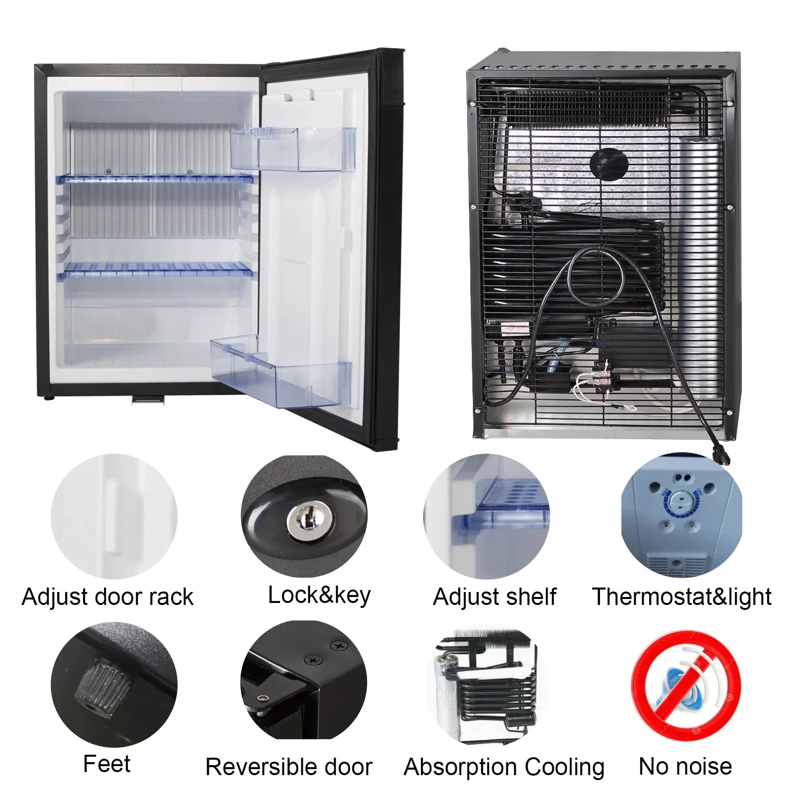SMAD 1.4 cu.ft Quiet mini Fridge Absorption Cooling 12 volt RV refrige –  Smad Electric Appliances