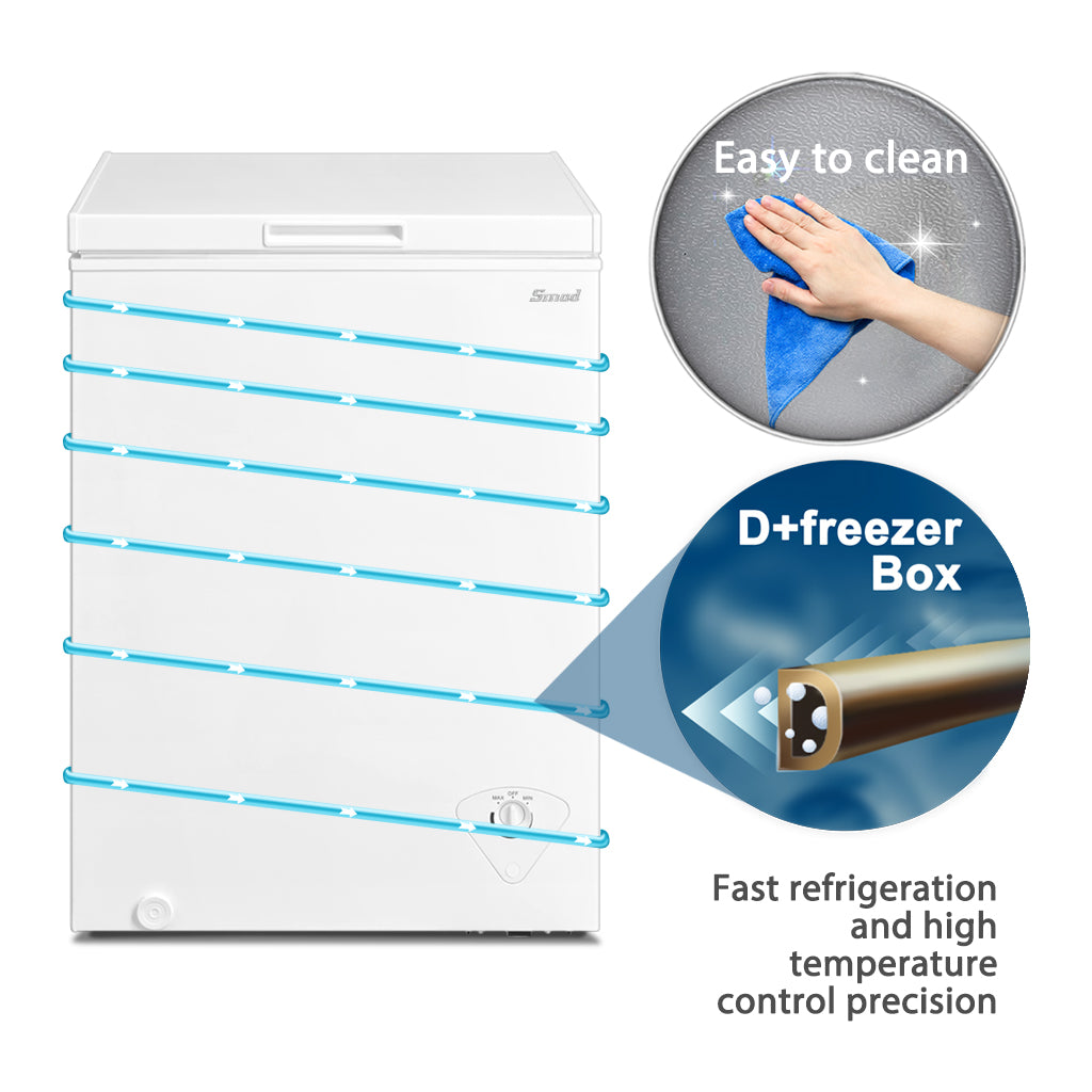 SMAD Small Chest Freezer for Home Kitchen Grocery Basement-3.5 cu.ft  - Easy to Clean, D+Freezer Box, Fast Refrigeration and High Temperature Control Precision.