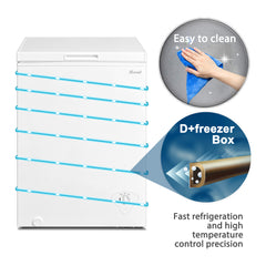 SMAD Small Chest Freezer for Home Kitchen Grocery Basement-3.5 cu.ft  - Easy to Clean, D+Freezer Box, Fast Refrigeration and High Temperature Control Precision.