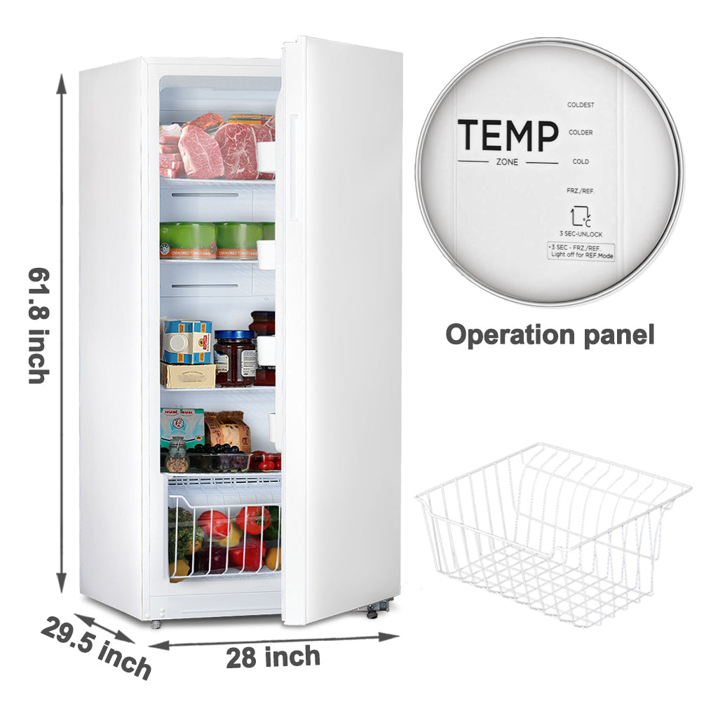 SMAD Upright Conversion Freezer and Refrigerator-13.8 cu.ft - Operational panel and dimensions view 