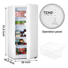 SMAD Upright Conversion Freezer and Refrigerator-13.8 cu.ft - Operational panel and dimensions view 