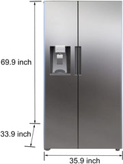 SMAD 36-inch Wide Side-by-Side Refrigerator-26.3 cu.ft. - dimensions view
