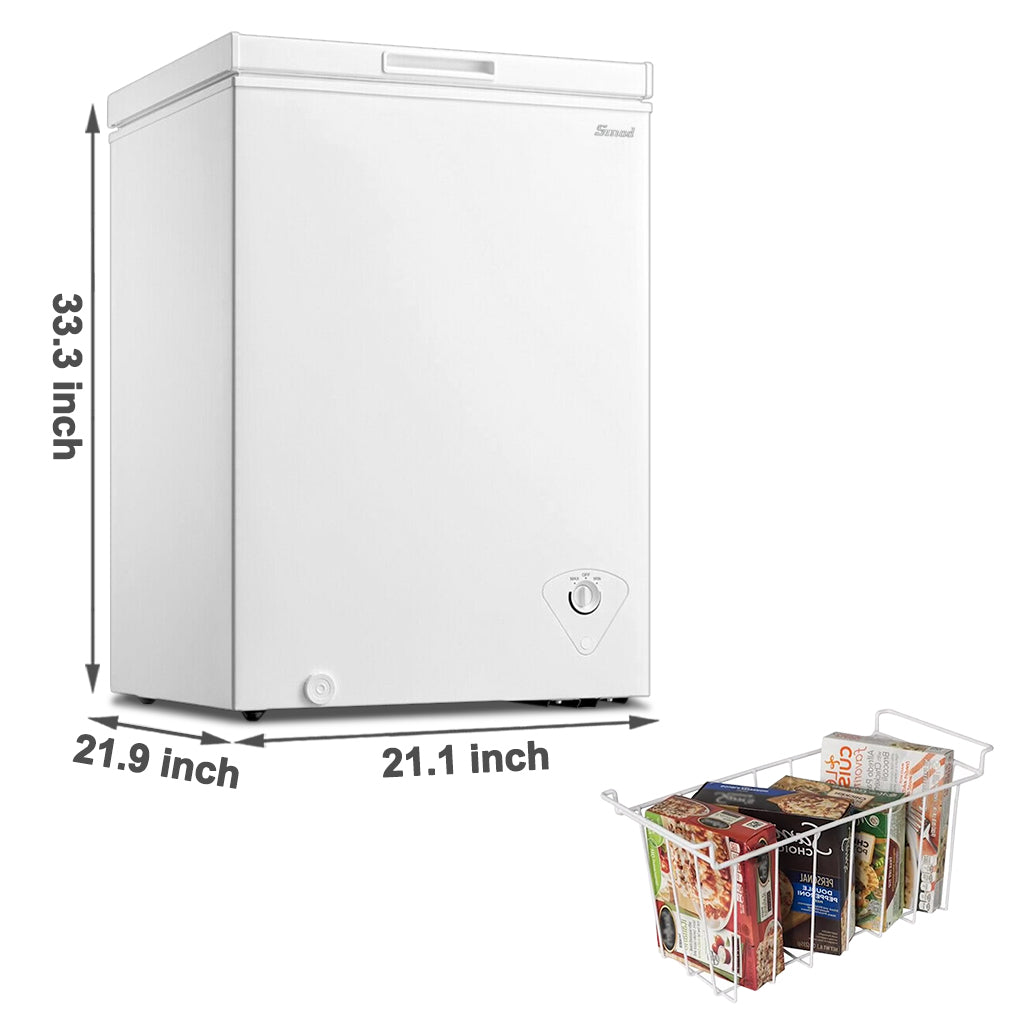 SMAD Small Chest Freezer for Home Kitchen Grocery Basement-3.5 cu.ft  - Dimensions view 