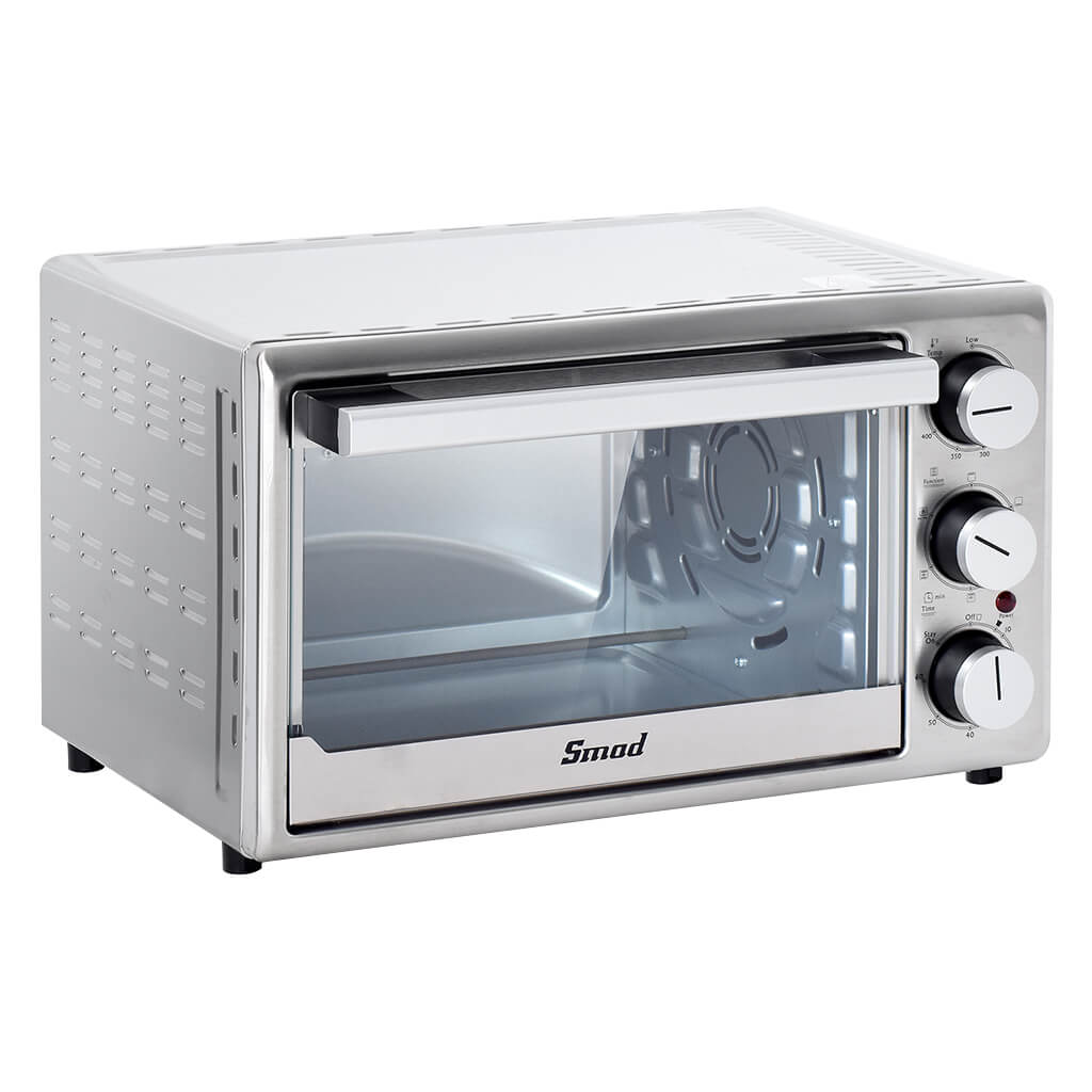 "SMAD Countertop Toaster Oven with Timer Toast Bake Broil Settings - side view"