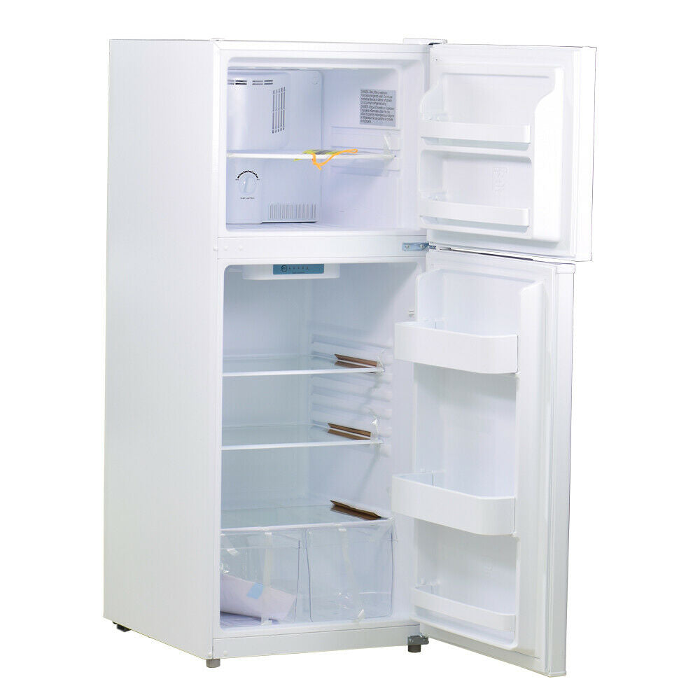 SMAD 12 cu.ft Top-Freezer Reversible Door Refrigerator Color Stainless Steel/White - open view