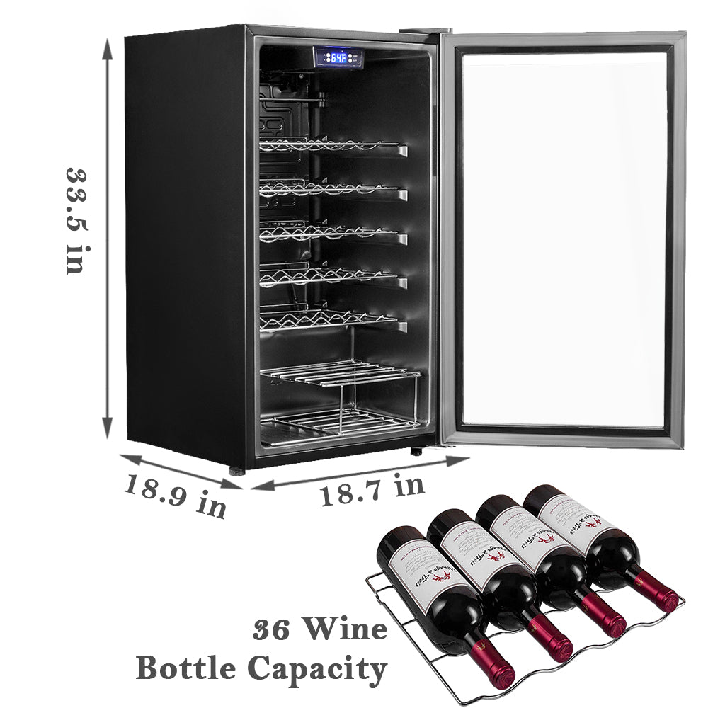 SMAD 35-Bottle Capacity Wine Cooler in Stainless Steel - dimensions view