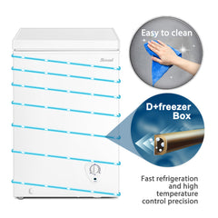 "SMAD Chest Freezer Mini Freezer-3.5 cu.ft  - Easy to Clean, D+Freezer Box, Fast Refrigeration and High Temperature Control Precision."