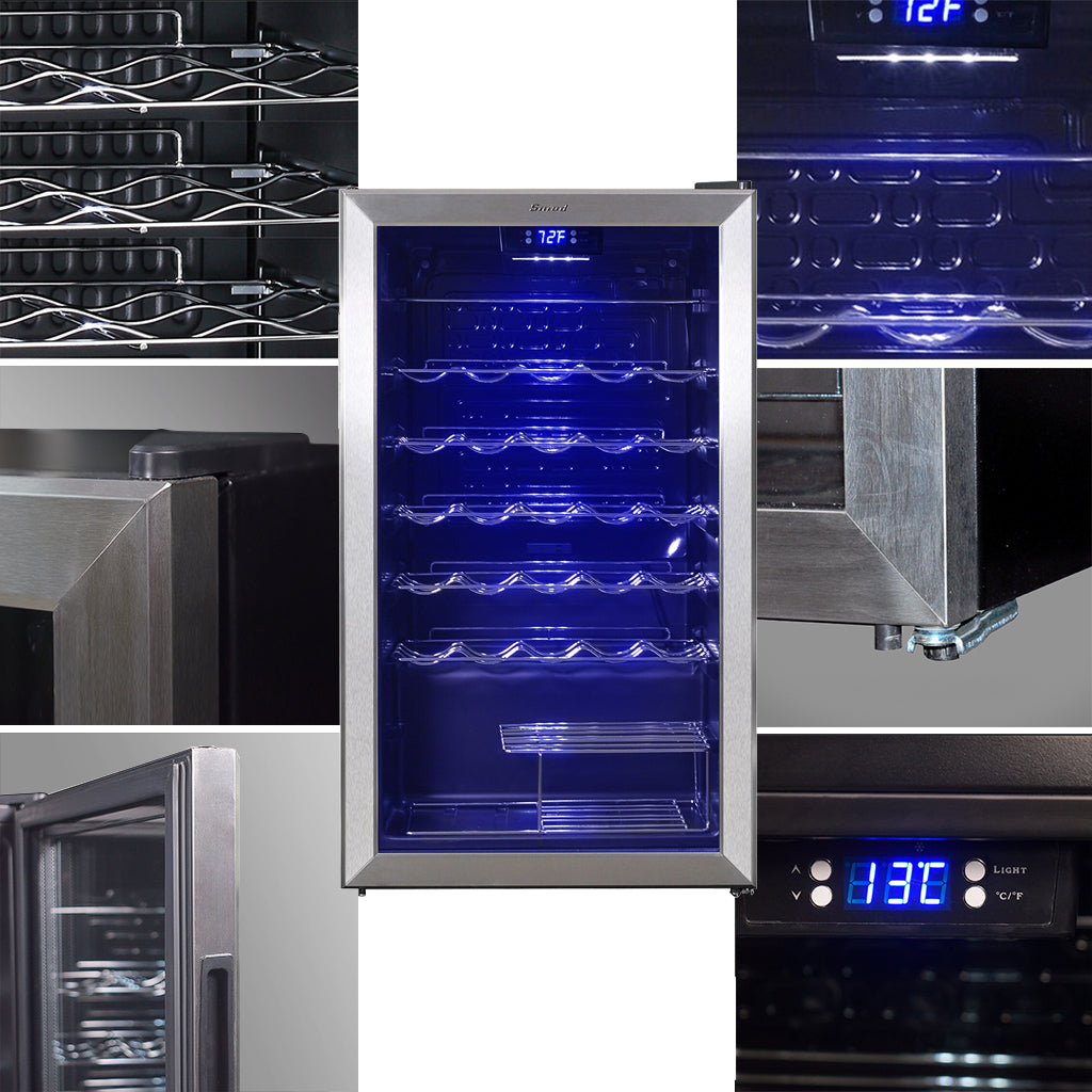 "SMAD 35-Bottle Capacity Wine Cooler in Stainless Steel  - panoramic display"