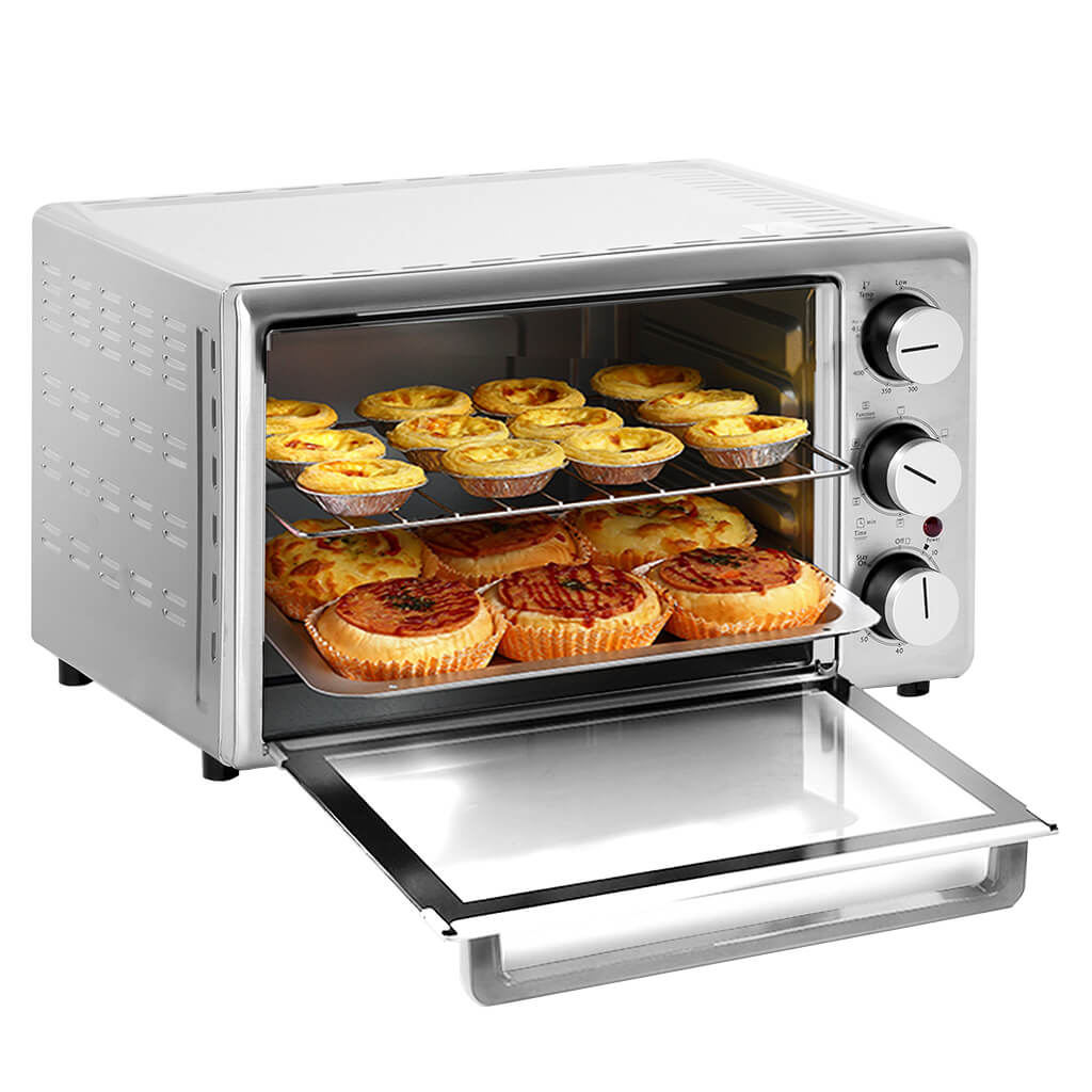 "SMAD Countertop Toaster Oven with Timer Toast Bake Broil Settings - Open View"