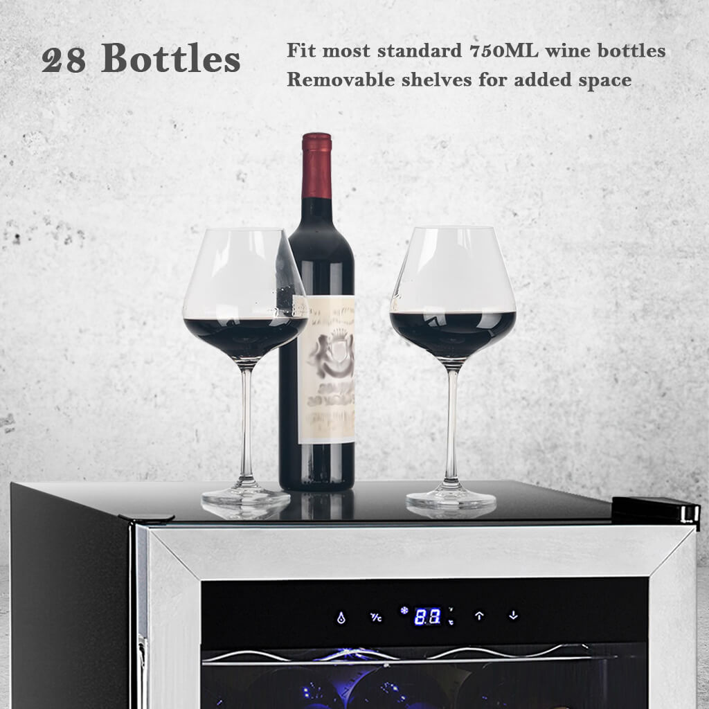 Smad appliances' wine cooler fits most 750ml wine bottles and has removable shelves for added convenience.