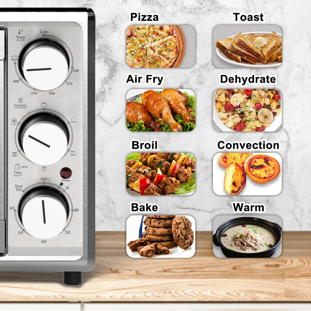 SMAD Countertop Toaster Oven with Timer Toast Bake Broil Settings - Multi-Function