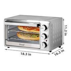 SMAD Countertop Toaster Oven with Timer Toast Bake Broil Settings -Dimensions view 